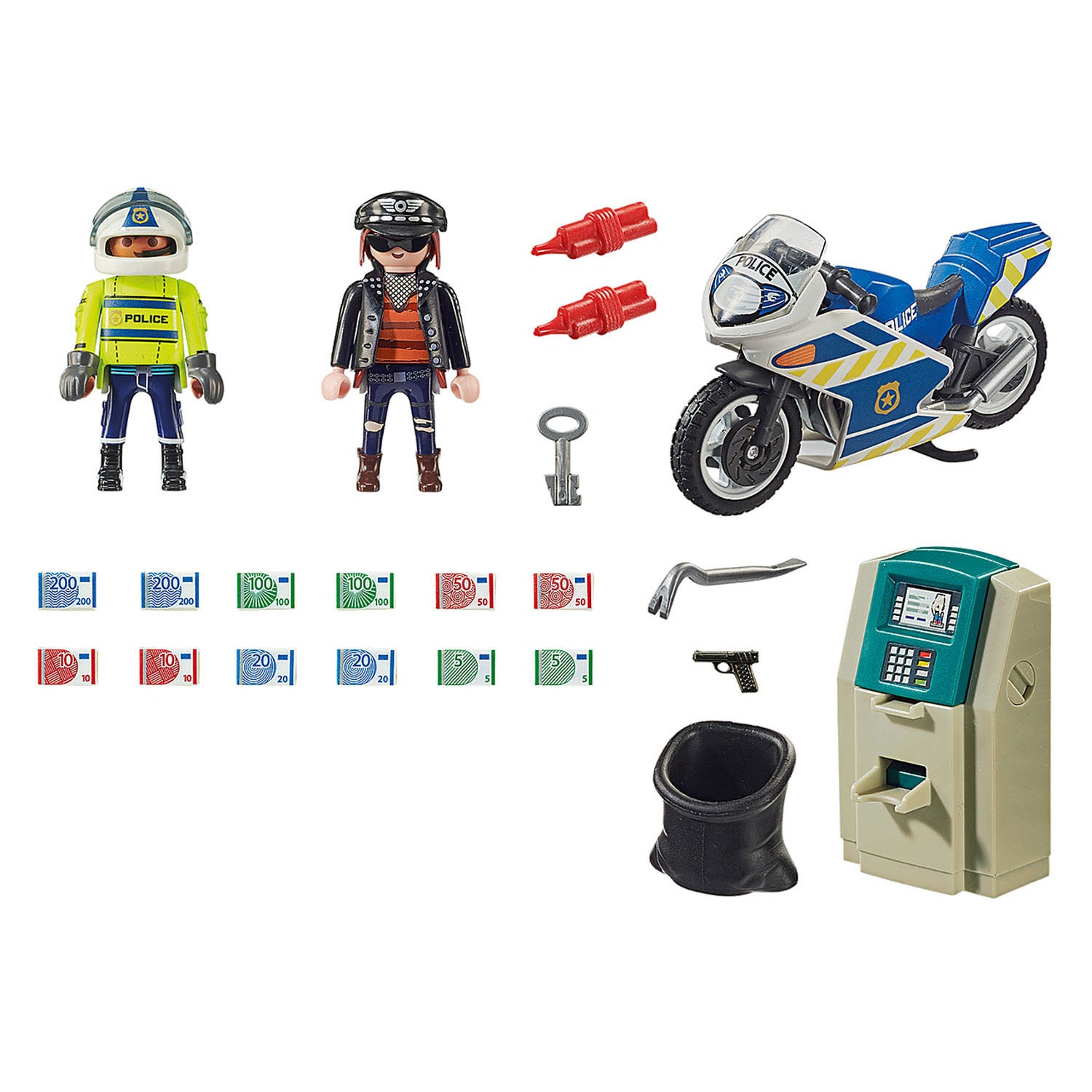 Playmobil city action - politiemotor: achtervolging van de geldrover constructiespeelgoed (70572)