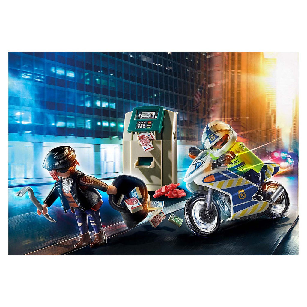 Playmobil city action - politiemotor: achtervolging van de geldrover constructiespeelgoed (70572)