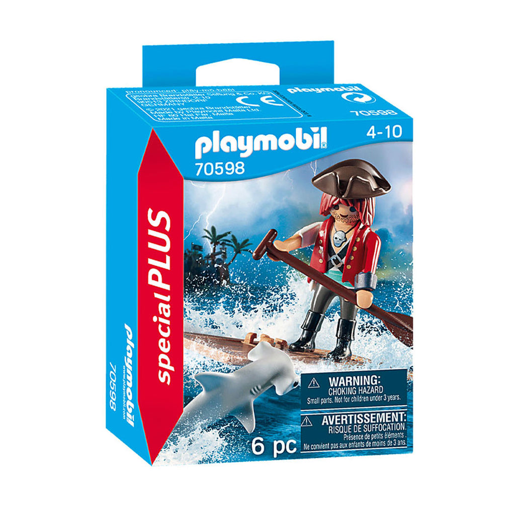 Playmobil - pirates piraat met vlot en hamerhaai - 70598