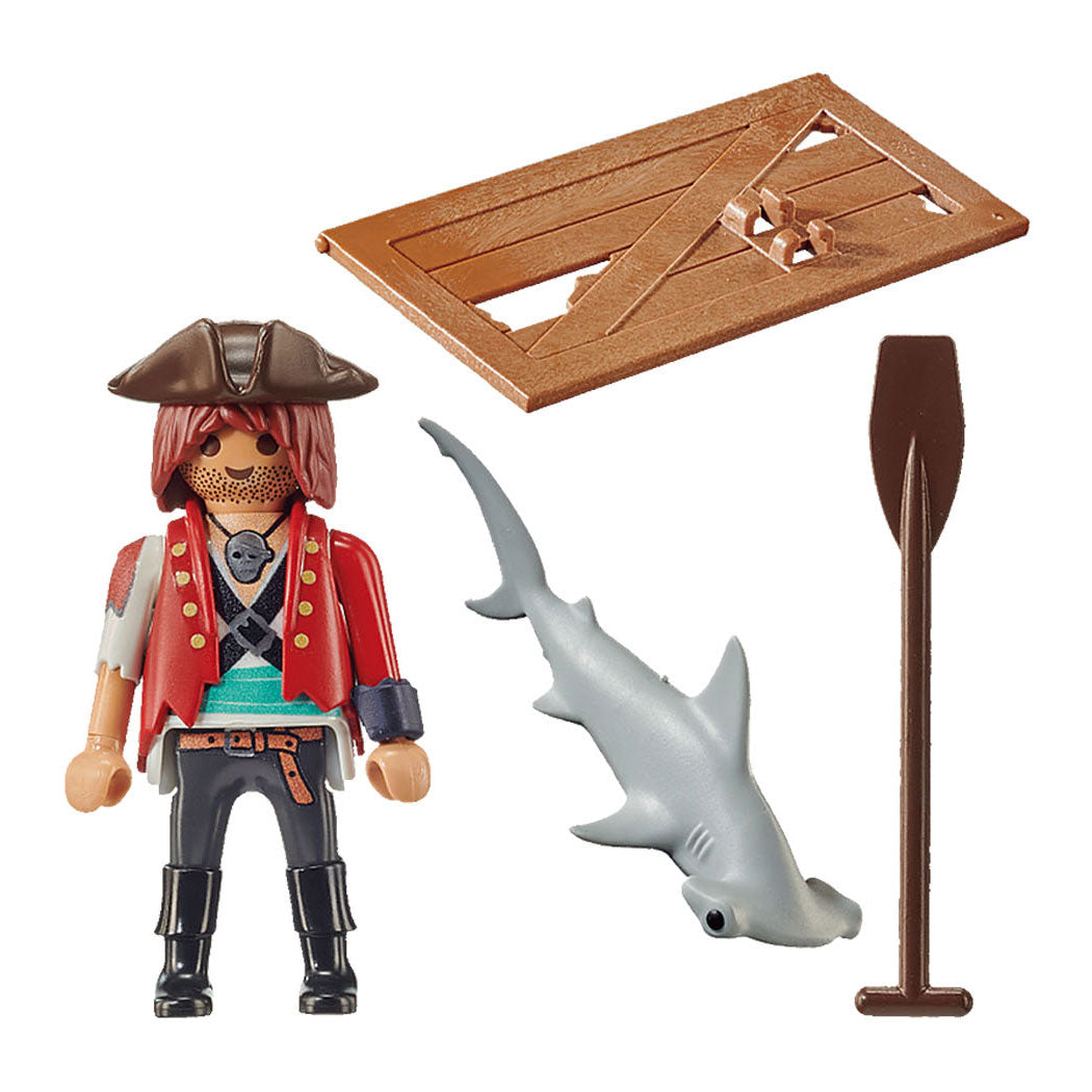 Playmobil - pirates piraat met vlot en hamerhaai - 70598