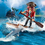 Playmobil - pirates piraat met vlot en hamerhaai - 70598