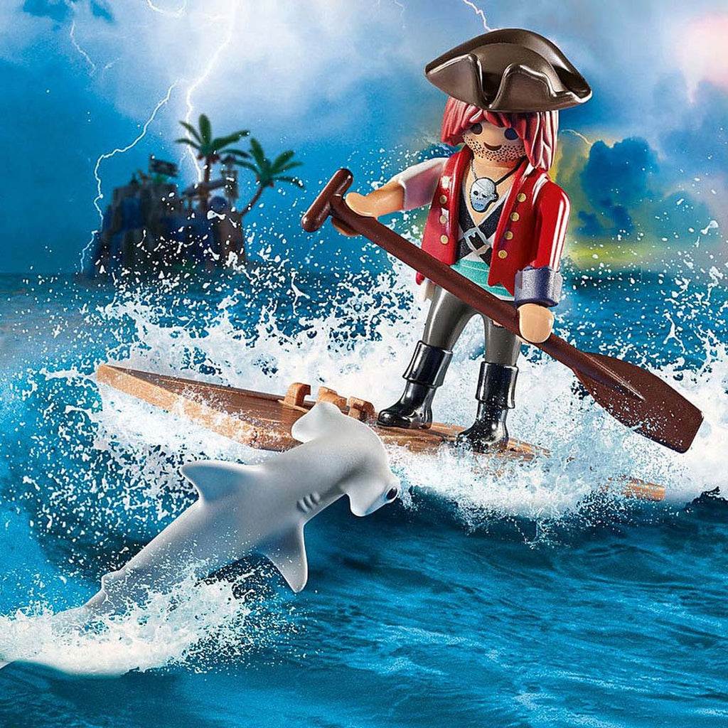 Playmobil - pirates piraat met vlot en hamerhaai - 70598