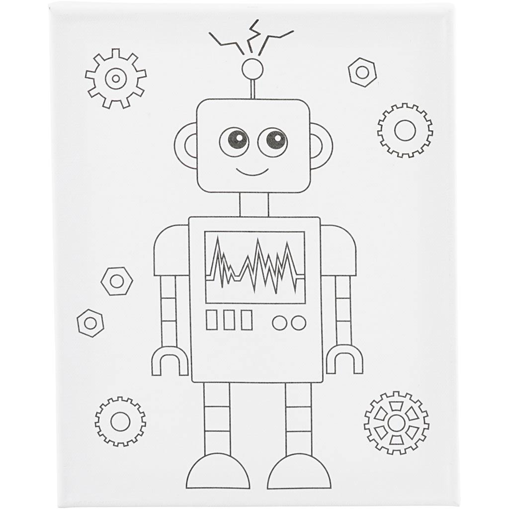 Creativ company schildercanvas met print robot - 24x30cm