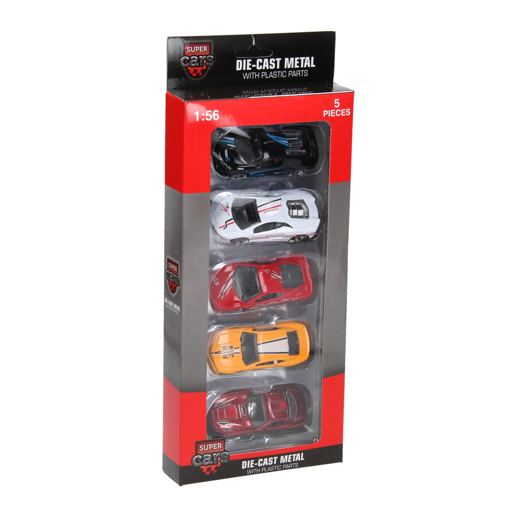 Johntoy super cars 5 stuks die cast auto's in doos