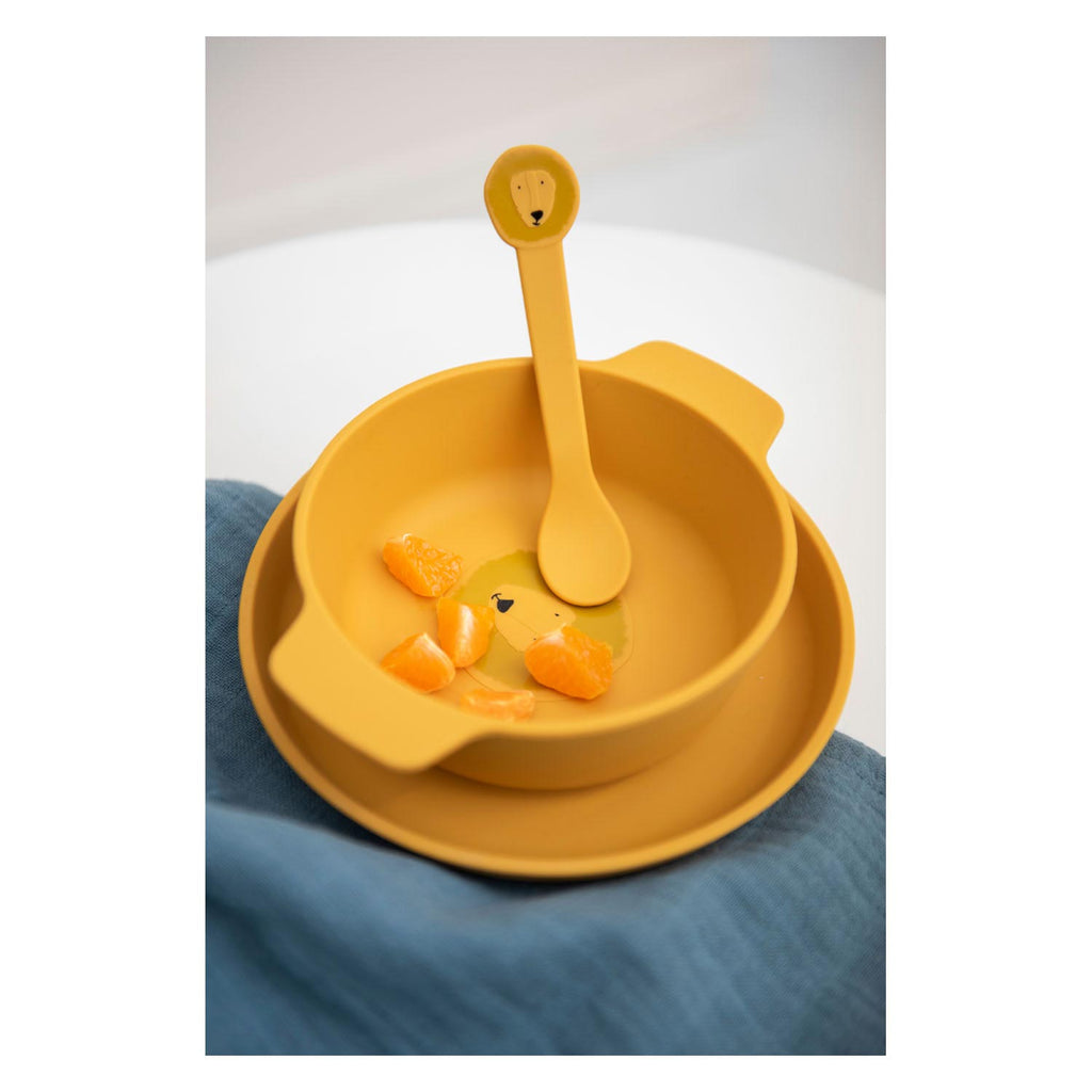 Trixie - siliconen kom mr. lion - kinderservies - 100% food grade silicone -vaatwas en microgolf bestendig - leeuw