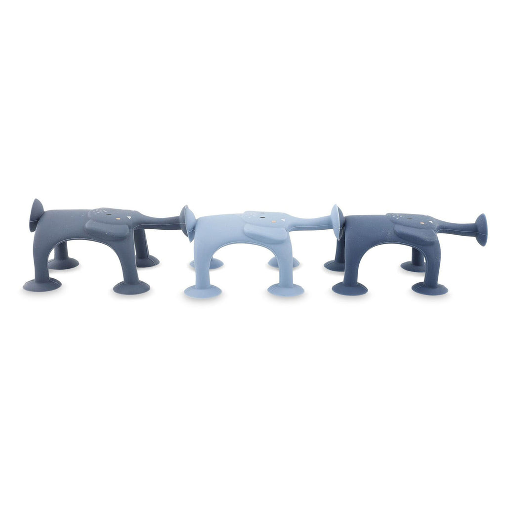 Trixie dierenspel met zuignappen – mrs. elephant – 3-delige badpretset van siliconen - blauw
