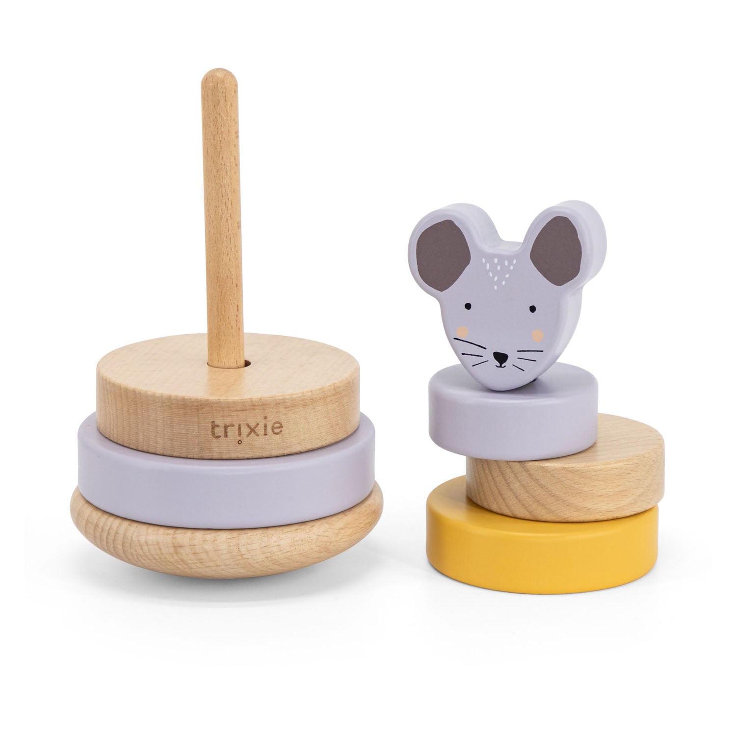 Trixie houten stapeltoren - mrs. mouse - houten stacking toy - educatief speelgoed - voor jongens meisjes - muis