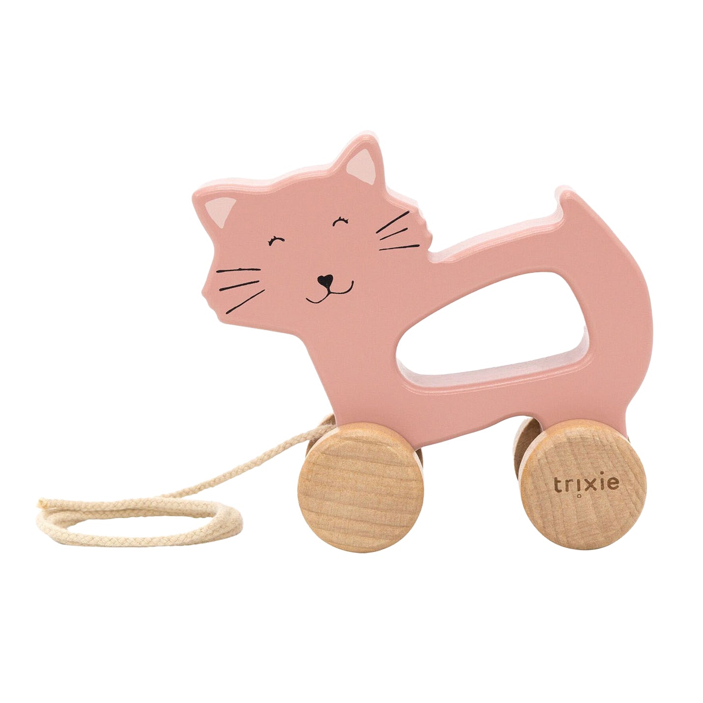 Trixie houten trekspeeltje - mrs. cat - voor de eerste stapjes - babyspeelgoed - voor jongens meisjes - kat