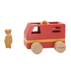 Trixie - houten mini brandweerwagen - speelgoedvoertuig in duurzaam hout - leuk voor jongens en meisjes - met mr. fox