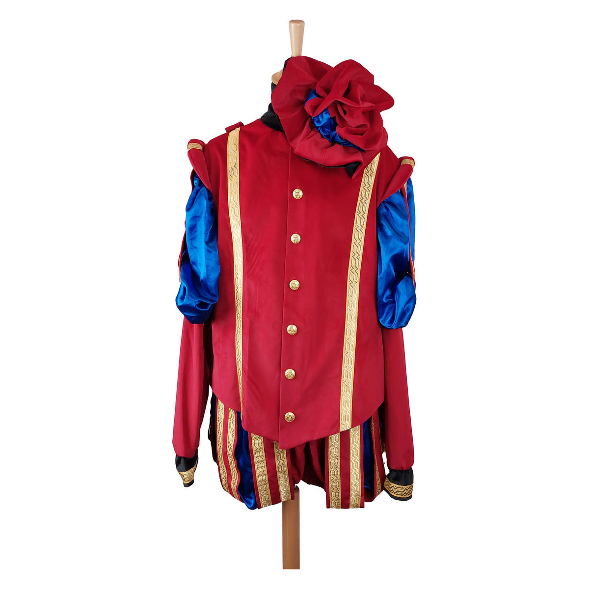 Haza Witbaard - Haza Witbaard Pieten pak fluweel luxe rood/blauw xl