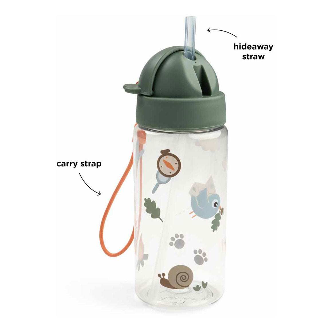 Done by deer drinkfles met rietje tiny trails groen - 350 ml