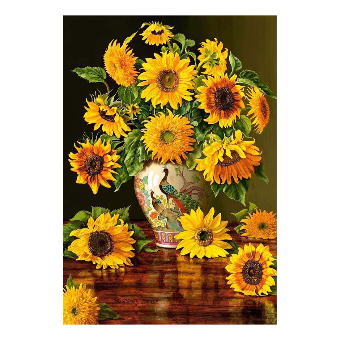 Castorland - Castorland sunflowers in a peacock vase – puzzel – 1.000 stukjes – satijnen afwerking – perfecte pasvorm – europese kwaliteit