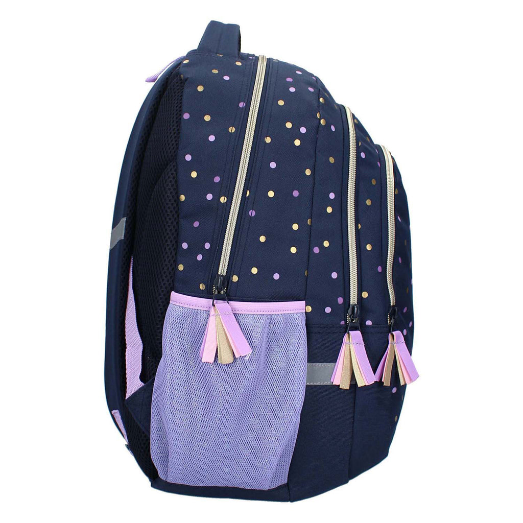 Milky kiss rugzak dotted delight paars gouden stippen, 3-vaks
