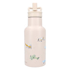 Kidzroom small talk - schoolbeker en drinkfles - 350ml - stainless steel - vliegtuigen - beige