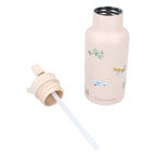 Kidzroom - small talk - schoolbeker en drinkfles - 350ml - stainless steel - vliegtuigen - beige