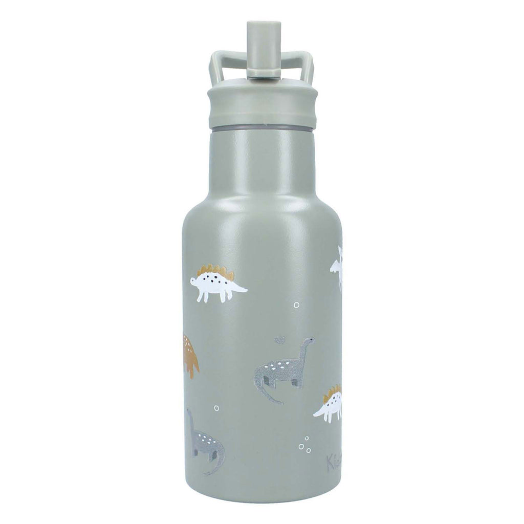Kidzroom - small talk - schoolbeker en drinkfles - 350ml - stainless steel - dino's - groen