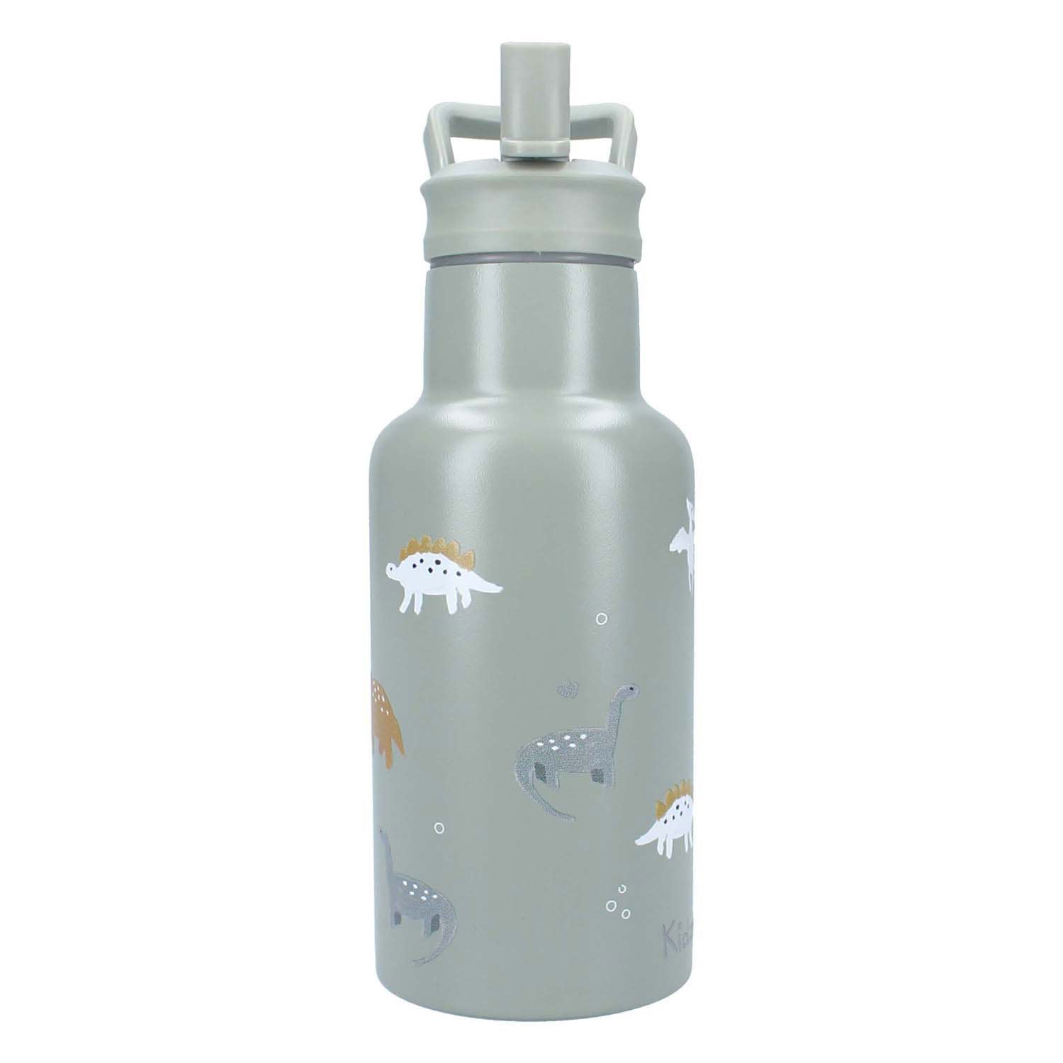Kidzroom - small talk - schoolbeker en drinkfles - 350ml - stainless steel - dino's - groen