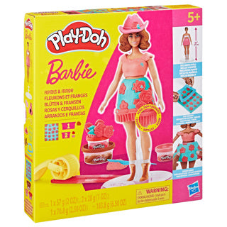 Play-Doh -Doh -set barbie bloemen en franjes - maak poppenkleertjes - boetseerklei