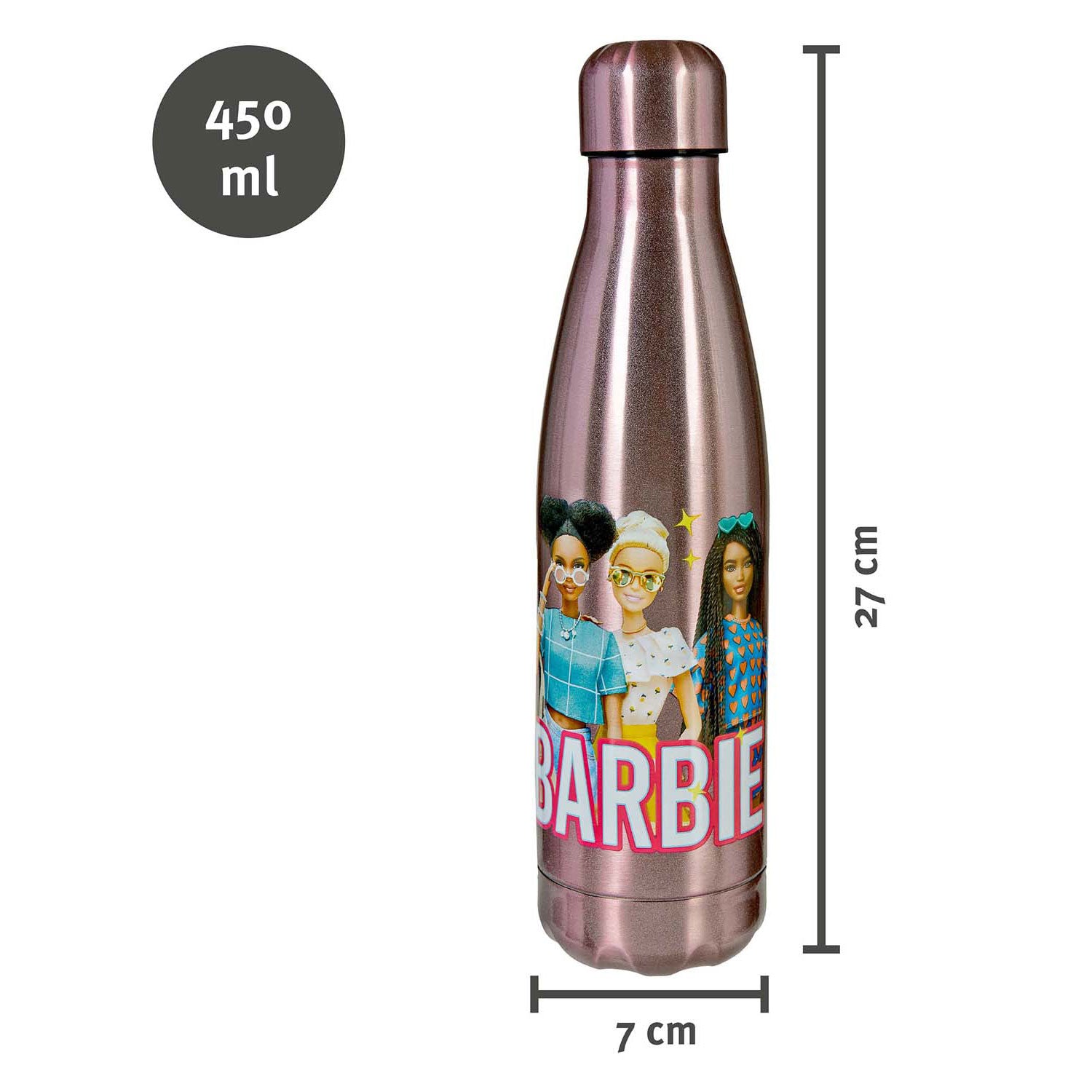 Undercover barbie drinkfles rvs 450ml multicolor kindvriendelijk.