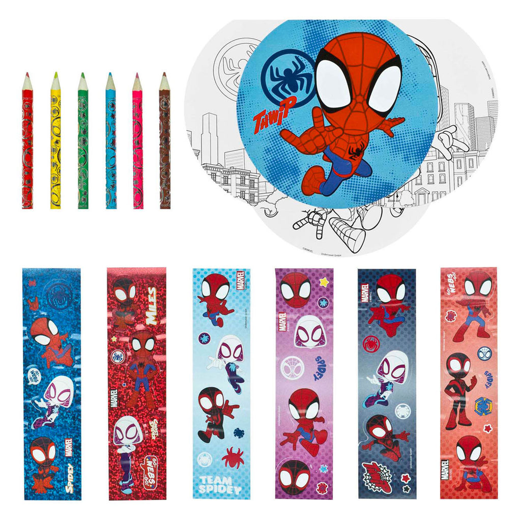 Undercover kleurset to go spidey met kleurpotloden en stickers