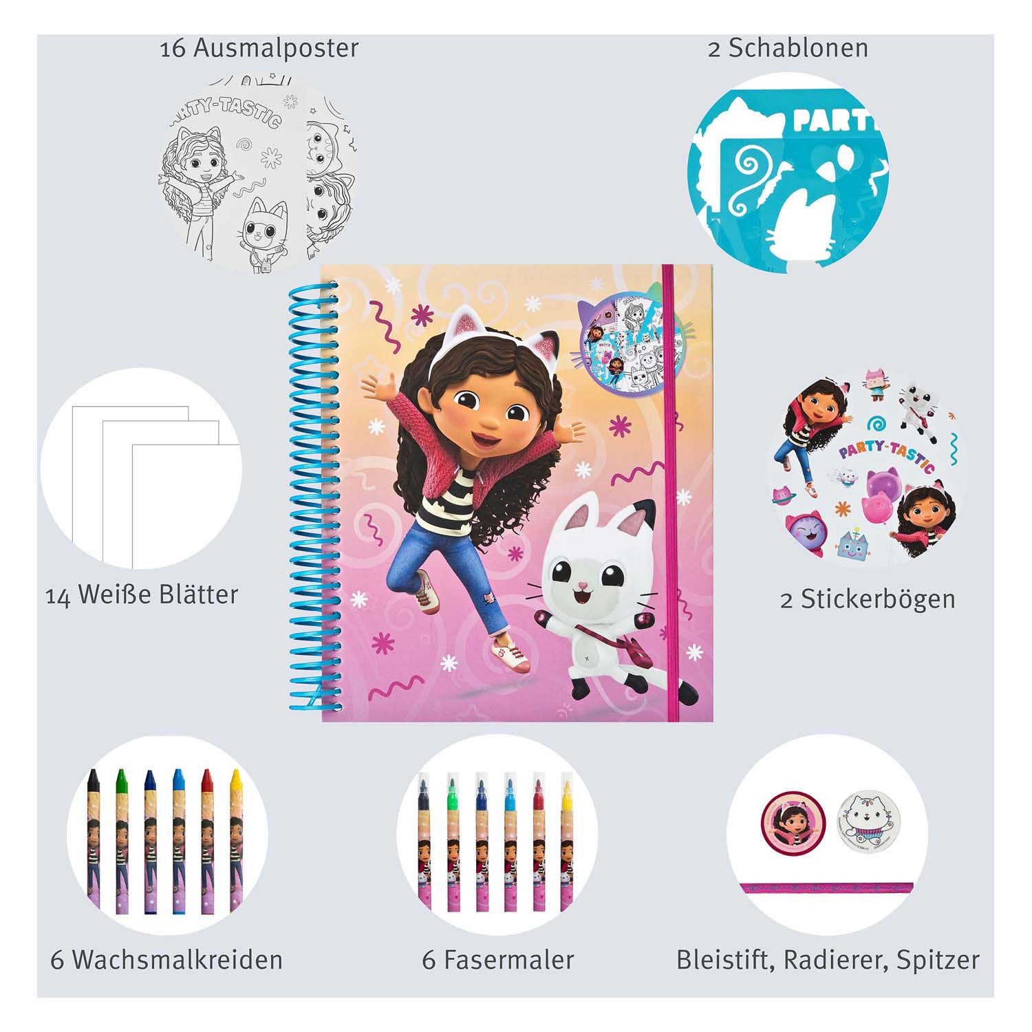 Undercover - Undercover Stencil en kleur set gabby's poppenhuis - 49 delig