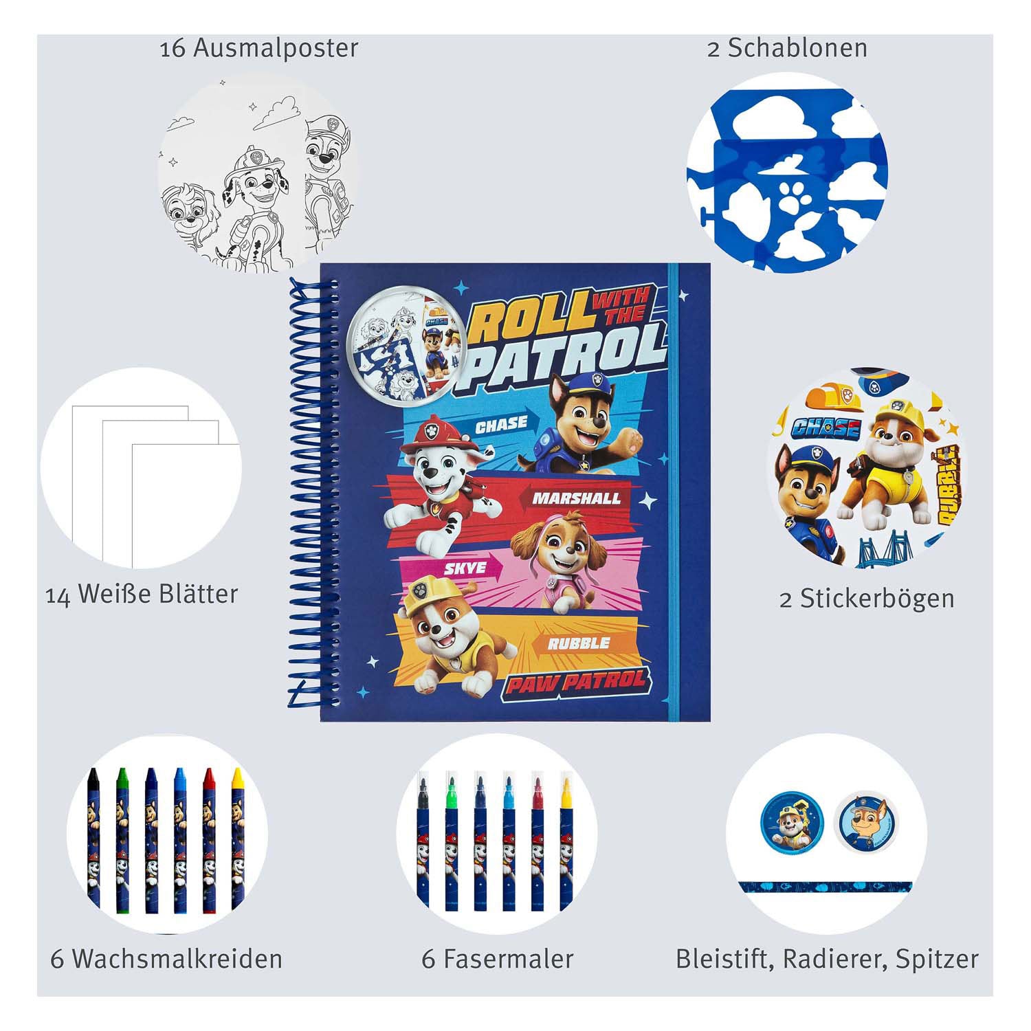 Undercover - Undercover Stencil en kleur set paw patrol - 49 delig