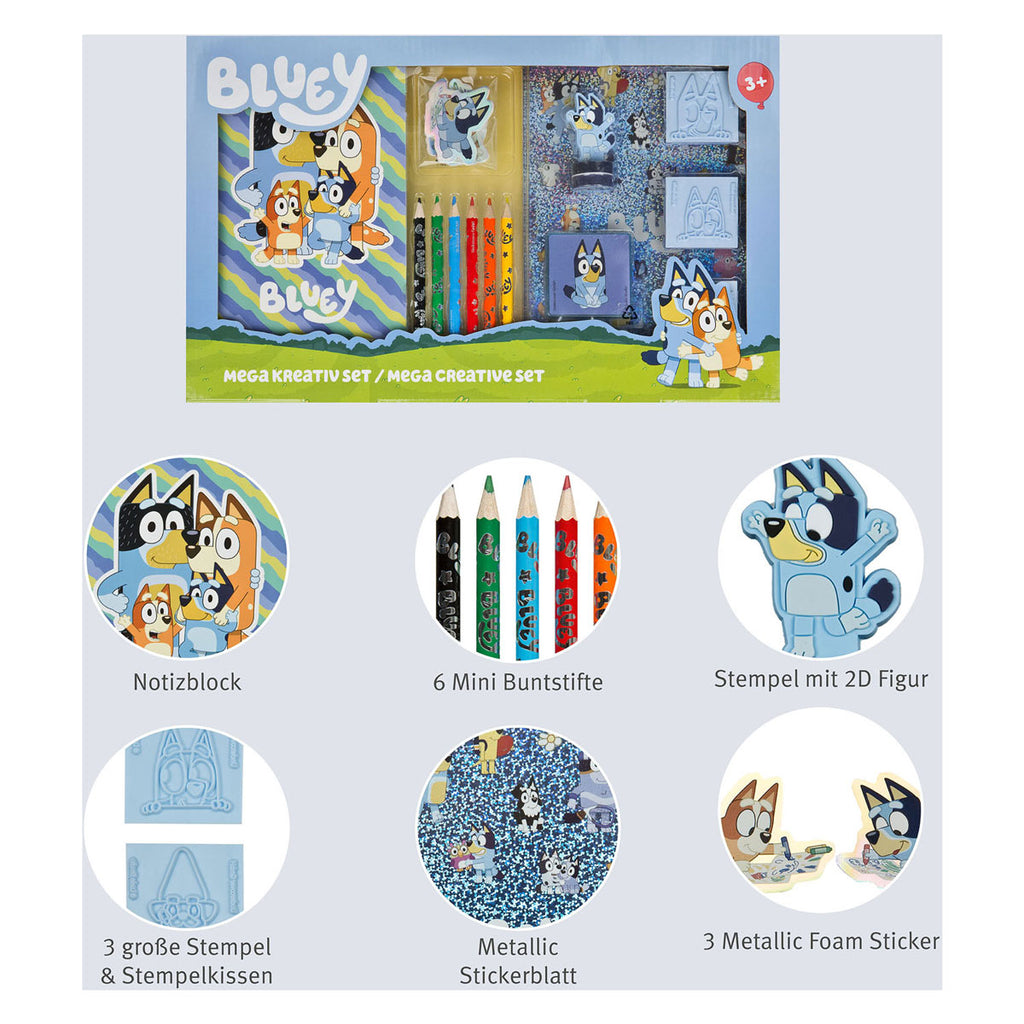 Undercover mega kleur en stempel set bluey - 15dlg.