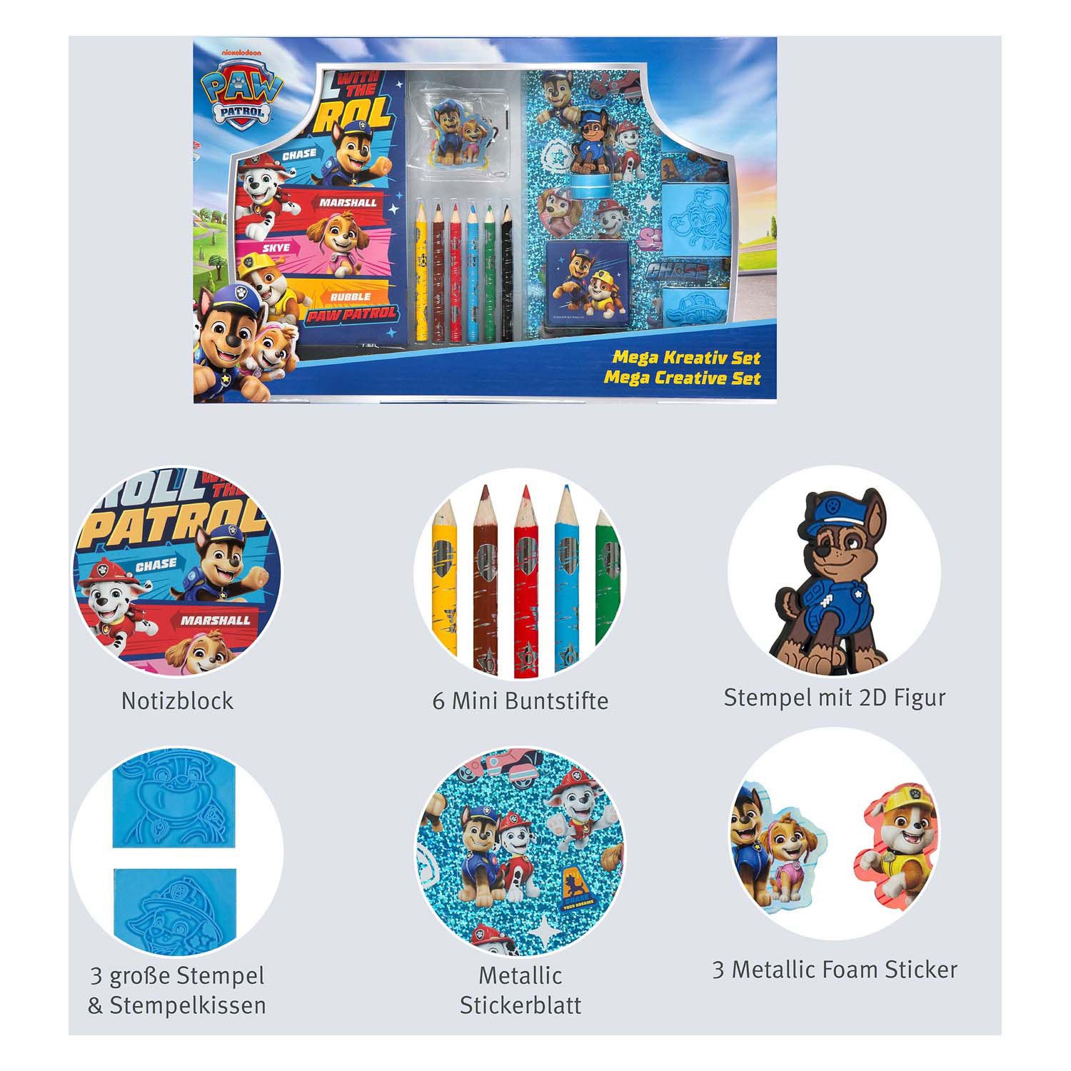Paw patrol mega kleur- en stempelset - 15dlg.