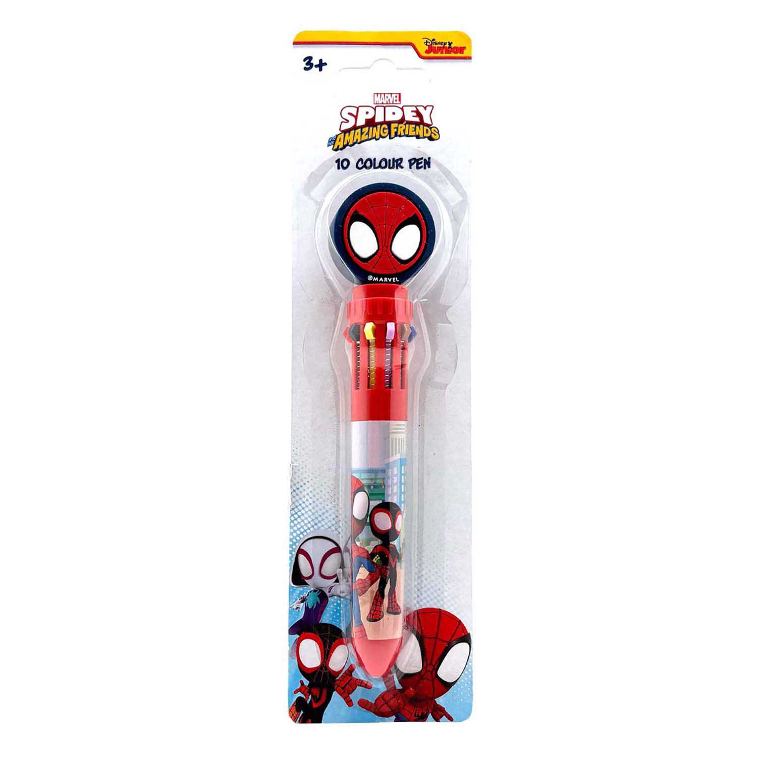 Marvel spidey 10-kleurenpen met topper