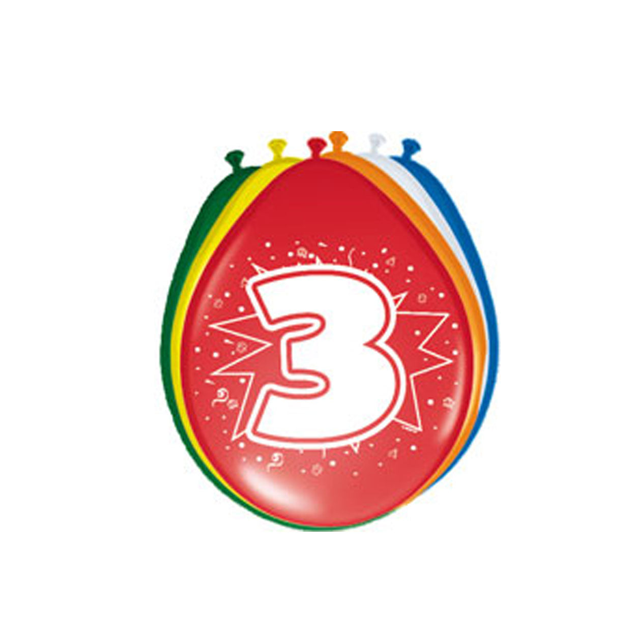 Folat bv cijfer ballonnen 3 jaar, 8st.