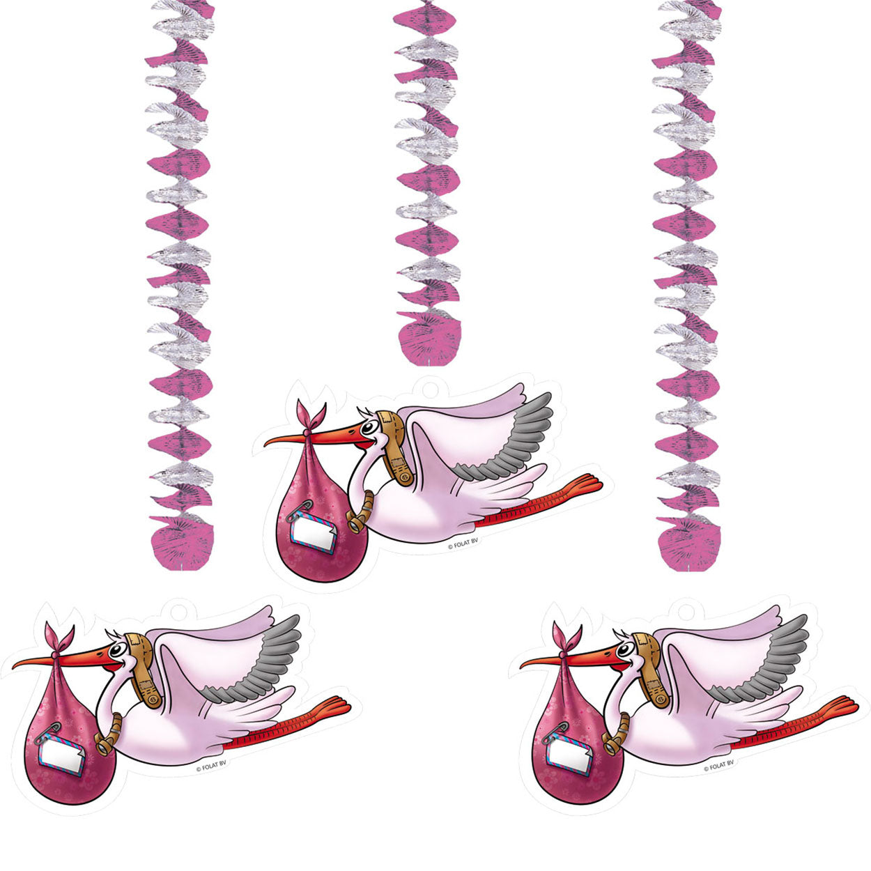 Folat bv roze hangdecoratie, 3st.