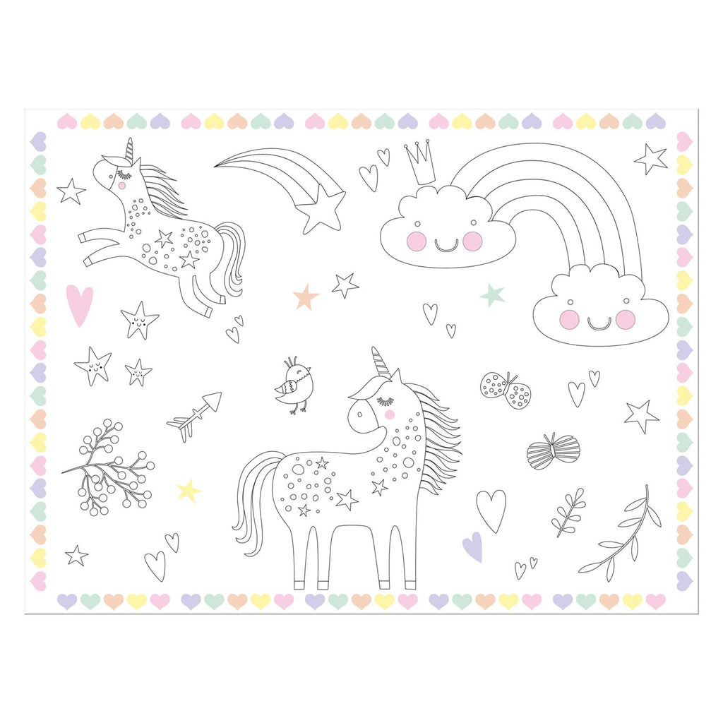 Folat bv inkleurbare placemats unicorns rainbows, 6st.