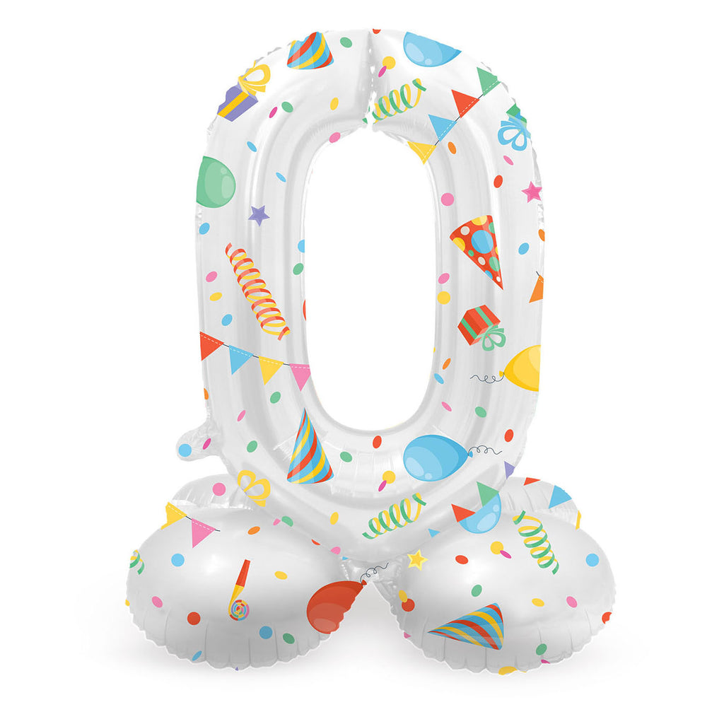 Folat bv staande folieballon joyful party cijfer 0 -72cm