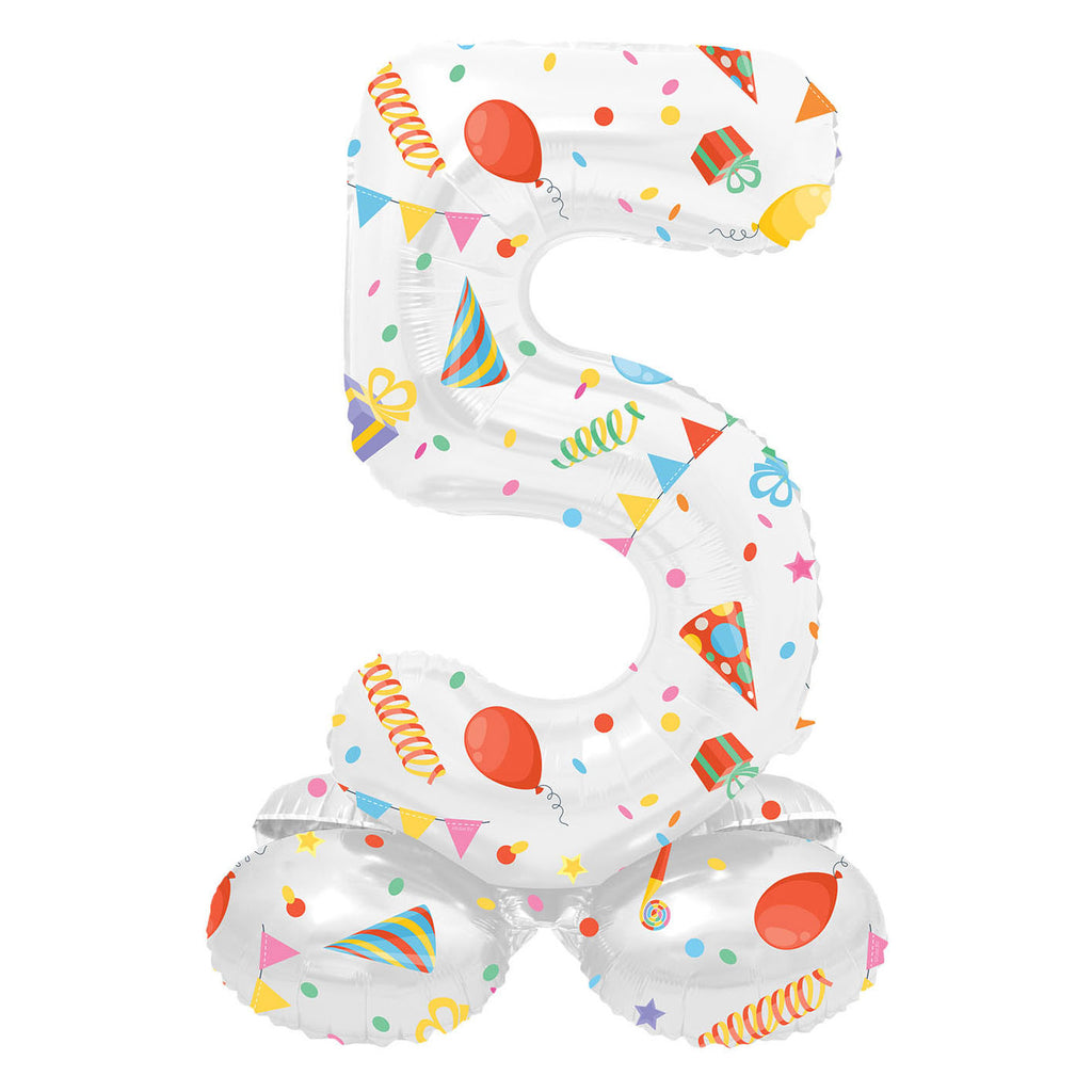 Folat bv staande folieballon joyful party cijfer 5 -72cm