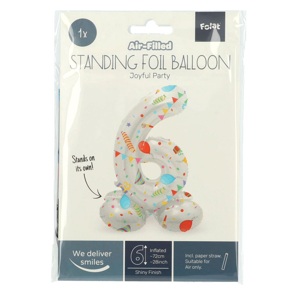 Folat- FolatStaande folieballon joyful party cijfer 6 -72cm