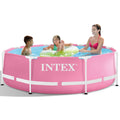 Intex Pink Metal Frame zwembad 244 x 76 cm met filterpomp