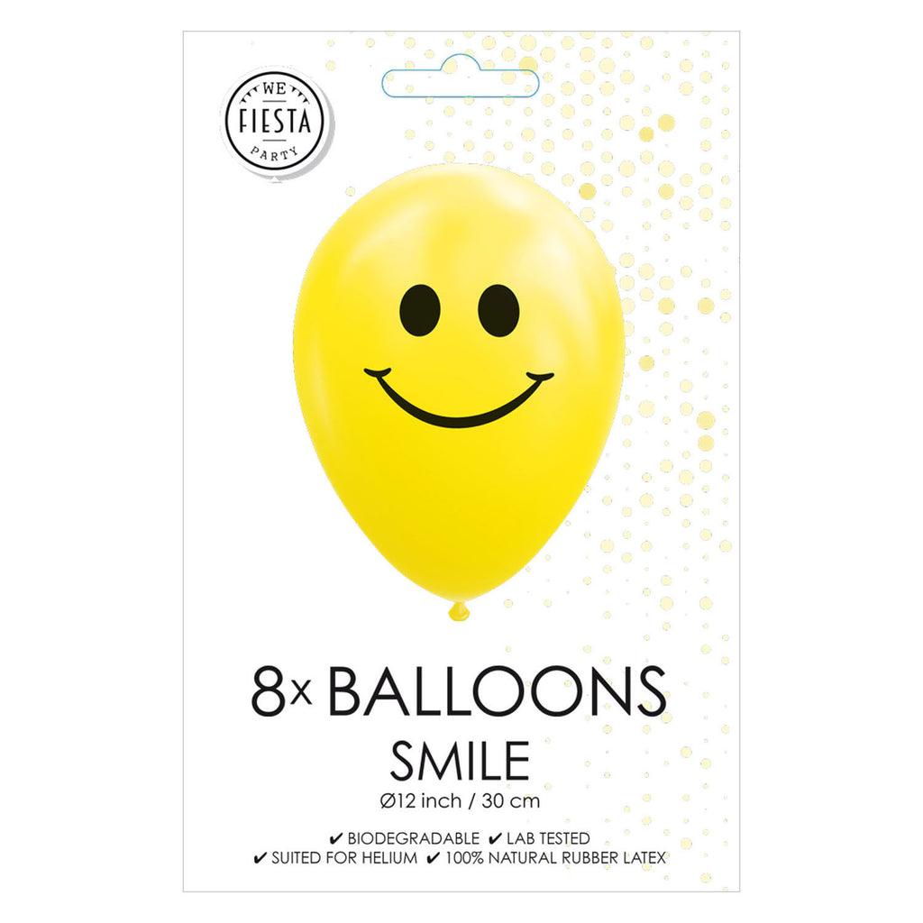 Globos - Globos Ballonnen smile geel 30cm 8st.