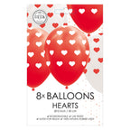 Globos ballonnen hartjes rood wit 30cm, 8st.