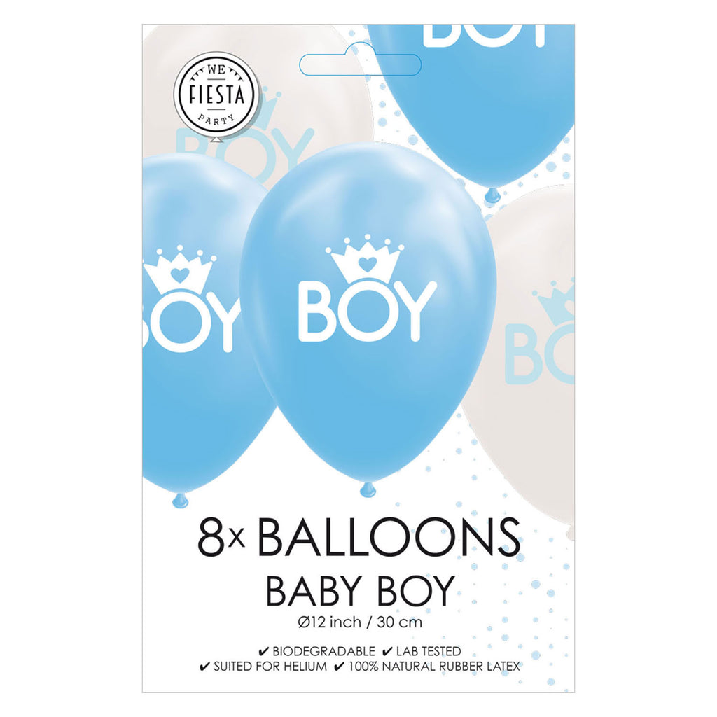 Globos - Globos Ballonnen zoon baby blauw/wit 30cm 8st.