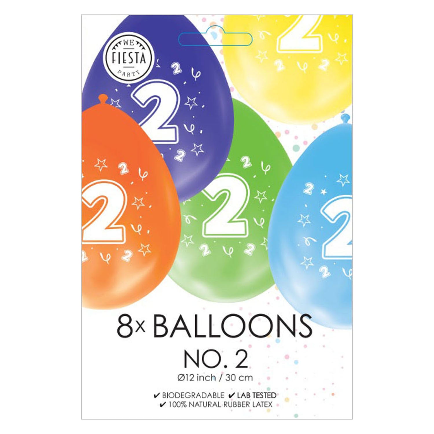 Globos - Globos Ballonnen 2-zijdig geprint cijfer 2 8st.