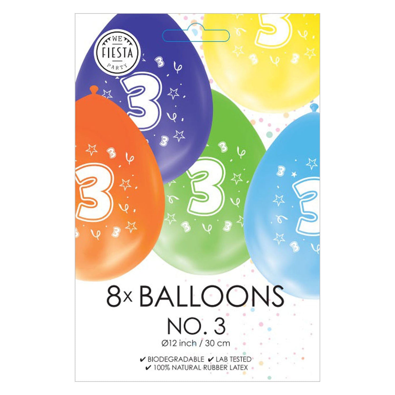 Globos - Globos Ballonnen 2-zijdig geprint cijfer 3 8st.