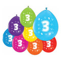 Globos - Globos Ballonnen 2-zijdig geprint cijfer 3 8st.
