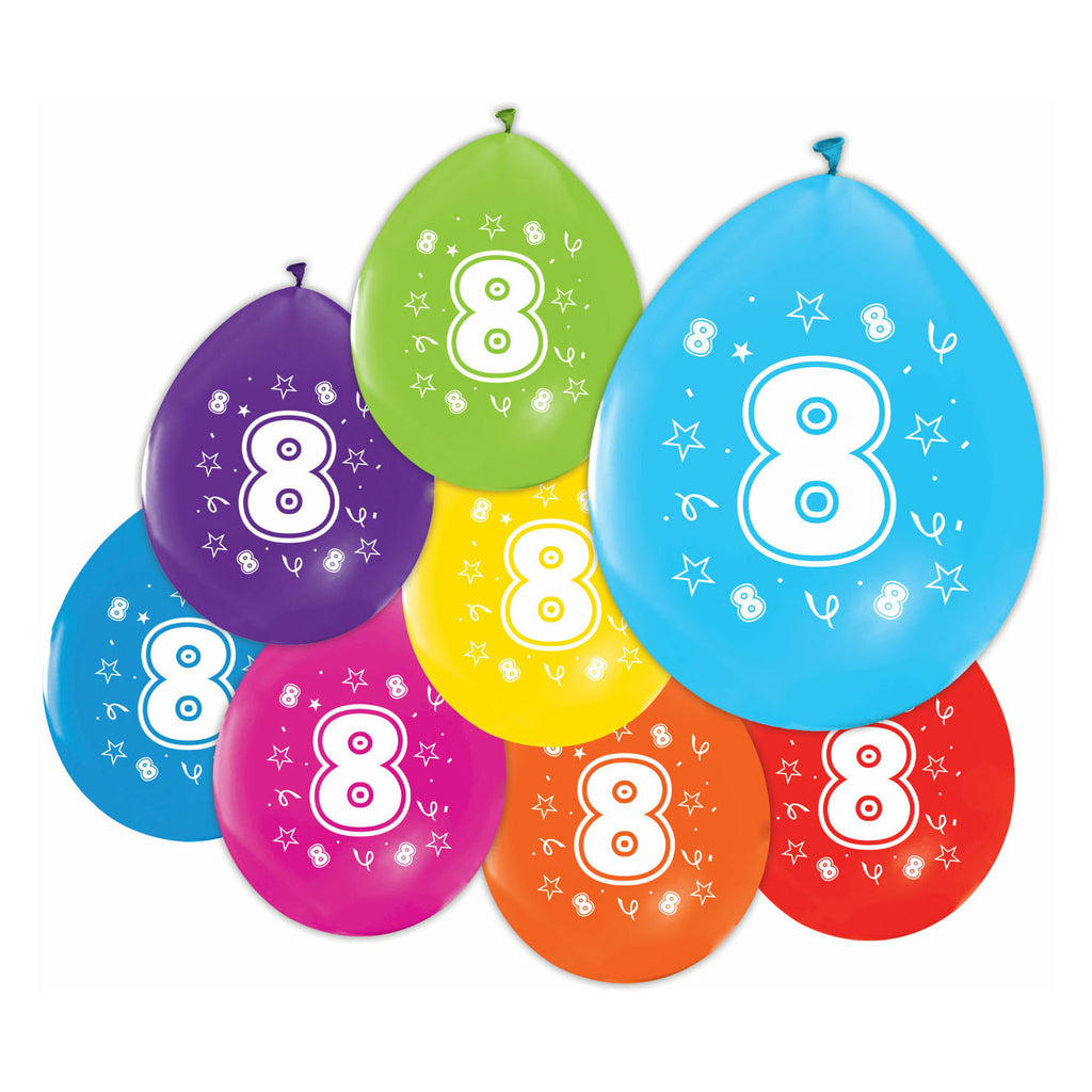 Globos - Globos Ballonnen 2-zijdig geprint cijfer 8 8st.