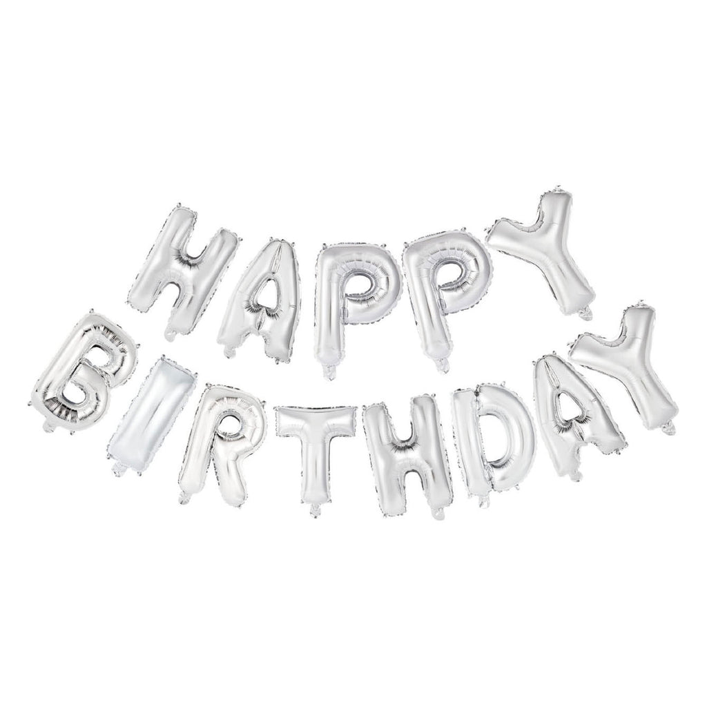 Globos folieballon tekst happy birthday zilver