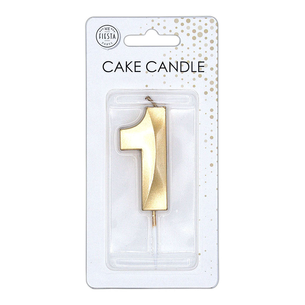 Globos - Globos Taartkaars 6cm metallic goud no. 1
