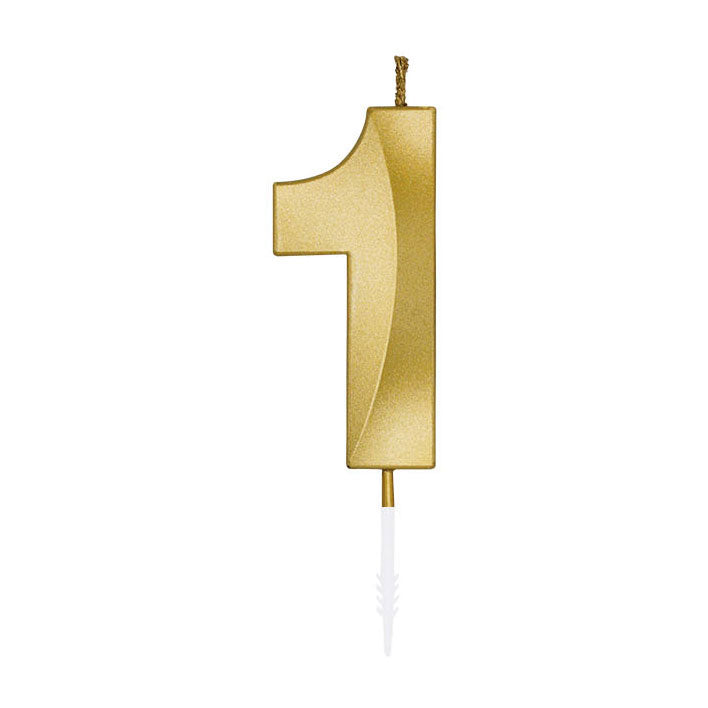 Globos - Globos Taartkaars 6cm metallic goud no. 1