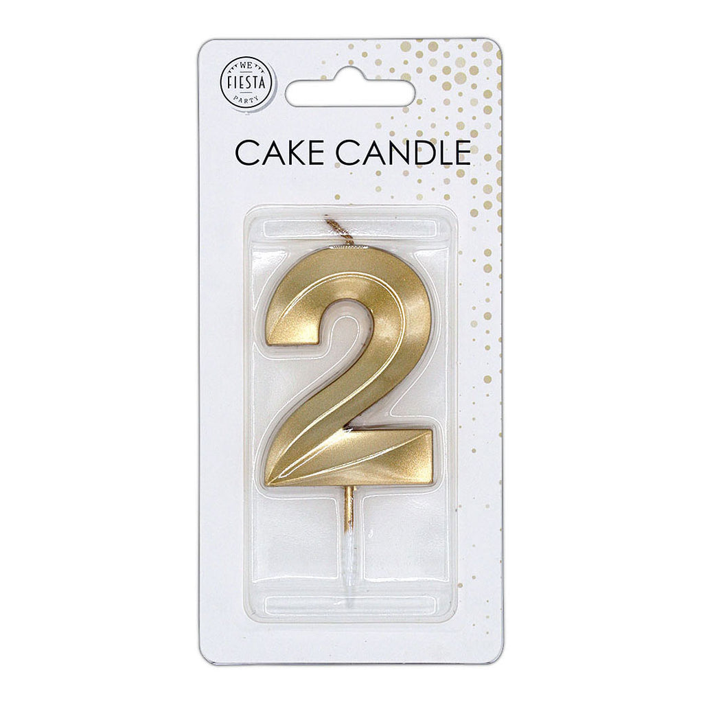 Globos - Globos Taartkaars 6cm metallic goud no. 2