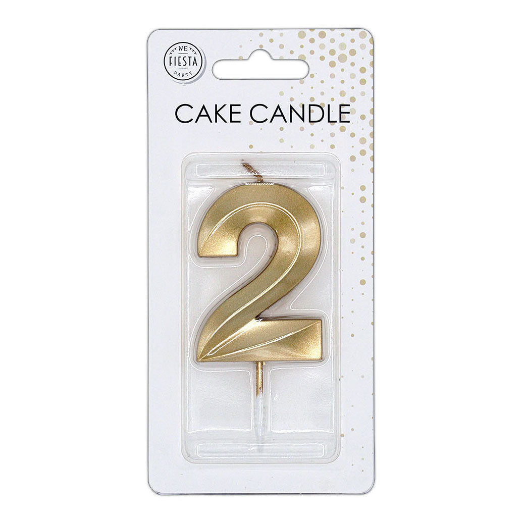 Globos - Globos Taartkaars 6cm metallic goud no. 2