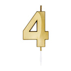 Globos - Globos Taartkaars 6cm metallic goud no. 4