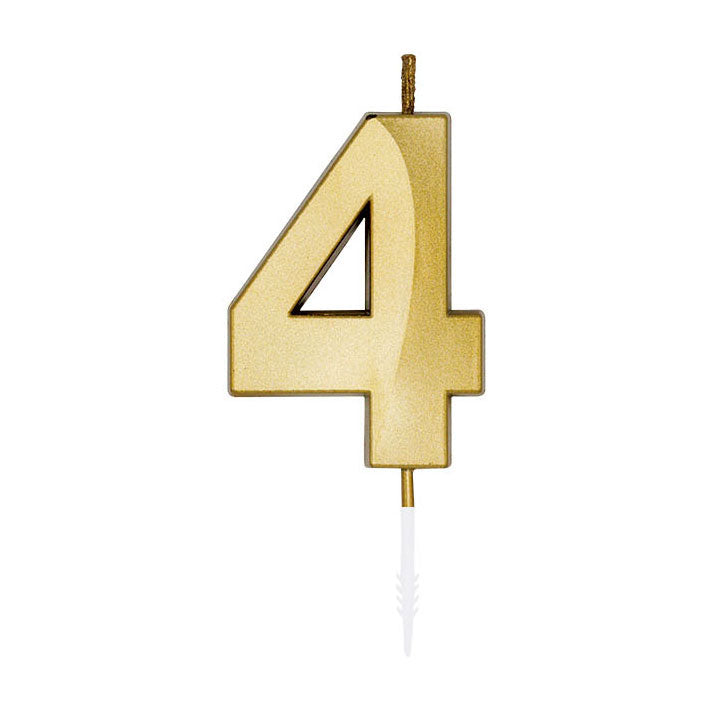 Globos - Globos Taartkaars 6cm metallic goud no. 4
